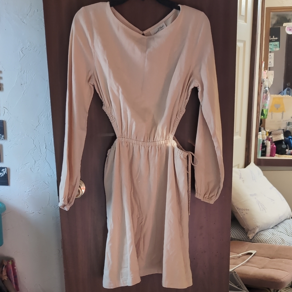 Balloon (Long) Sleeve, Mini A-Line By Universal Thread- Small, Tan Dress